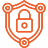 Icon of a padlock within a frame shaped like a shield - to symbolise MANAGED SERVICES - SOC