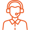 Icon of telephone agent with headset on - to symbolise MANAGED SERVICES - Service Desk