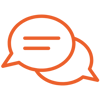 Icon showing two speech bubbles - to symbolise MANAGED-SERVICES-LetsTalk