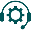 Headset and cog to symbolise ongoing support