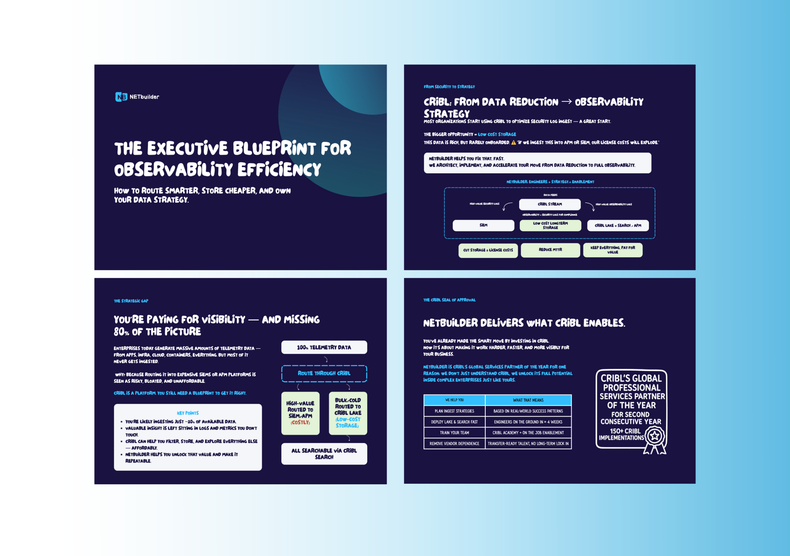 Pages from NETbuilder's Executive Strategy for Observability Efficiency guide
